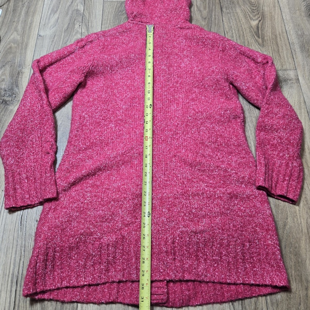 LL Bean‎ Large Pink Ragg Knit Shawl Collar Cable Sweater Cardigan - Picture 7 of 8